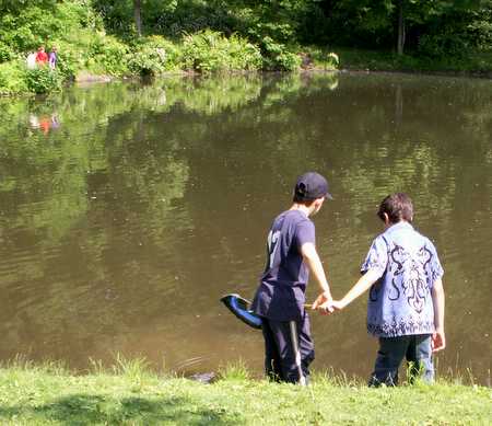 Students look for a catch