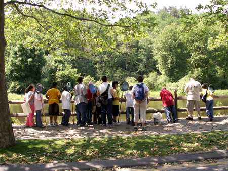 Class at duck pond